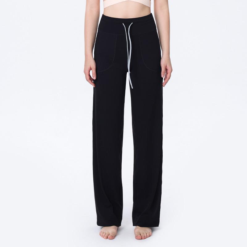 Vintage Yoga Suit: Casual High-Waisted Wide-Leg Drawstring Pants for Fitness