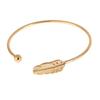 Open Cuff Women's Bangles Gold Color Metal Feather Shape Adjustable Open-Bangle Punk Fashion Hiphop Style Wrist Jewelry Pulseras