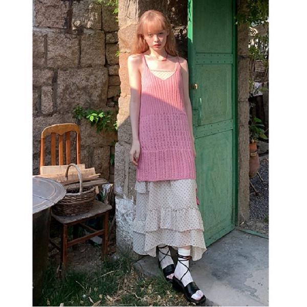 

Korean Style Pink Layered Knit Camisole Vest Dress - Women s Summer 2025 Collection One Size (Recommended for 125 lbs and under) рожевий