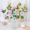 Artificial Rose Flowers for Flower Arrangement Faux Silk Rose Bouquet with 5 Heads Blooms for Parties Wedding Home Table Centerpiece