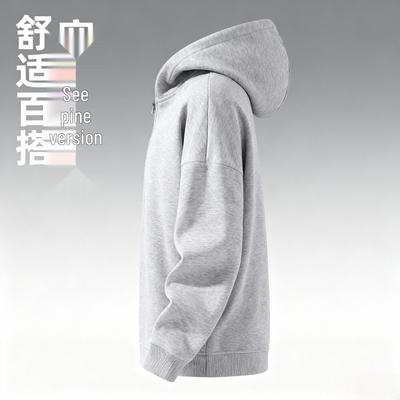 2025 Herren Schweres Fleece Kapuzenpullover: Herbst/Winter Freizeitjacke mit halbem Reißverschluss