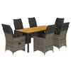 VidaXL Garden Bistro Set 7 Pcs Grey Cushions Poly Rattan, Garden Bistro Set, Balcony Set 3276889