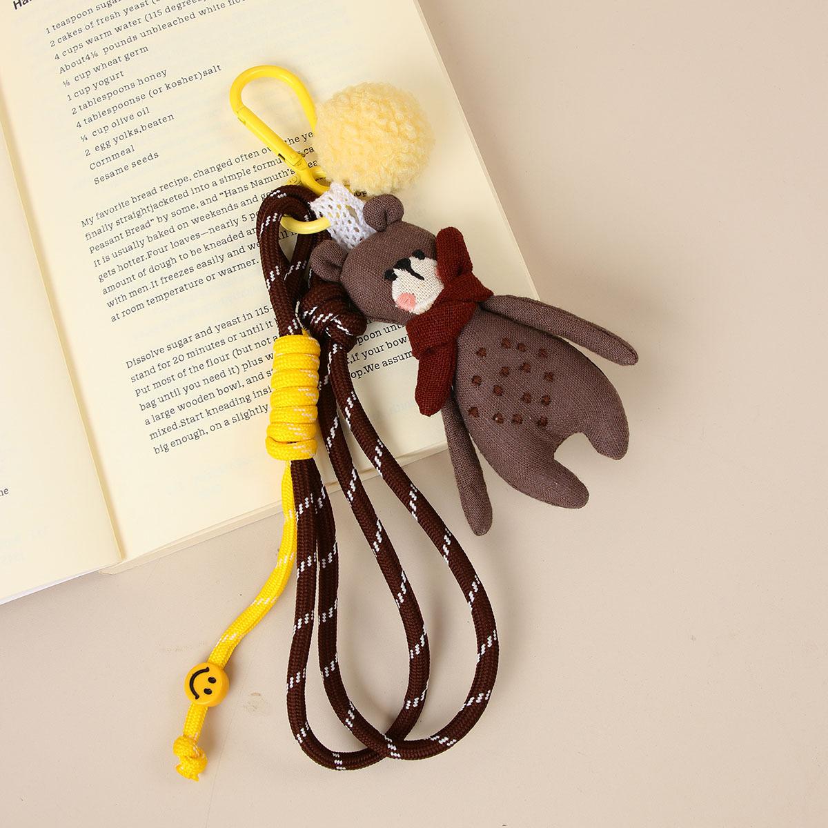 Korean ins handmade fabric cute cute cute scarf bear keychain braided rope bag accessories pendant gift