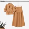 ZANZEA Women Short Sleeve Blouse and Long Skirt Casual Two Piece Suit Sets