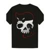 European Sizes Plus Size, Big & Tall T-shirt, with Black Cat On White Skull with Red Outline Print