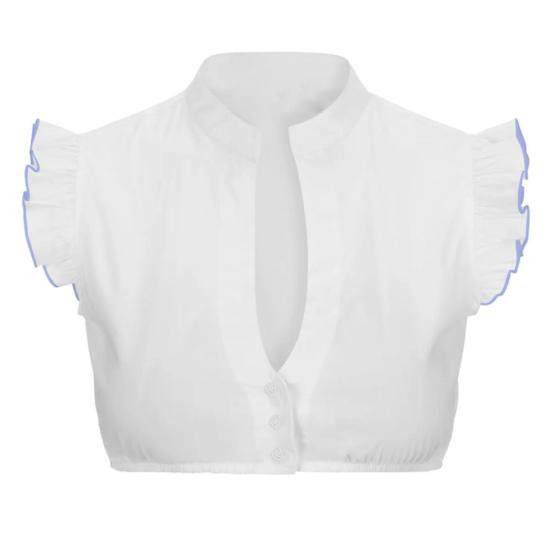 

Women Beer Suit Stand Collar Flying Short Sleeve Buttons Placket Traditional Bodywear Oktoberfest Shirt XXL небо синє кольору