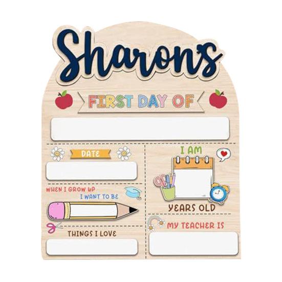 First Day of School Sign Wooden Education Milestone Sign Keepsake Dry Erase Board Back To School Gifts for Kids