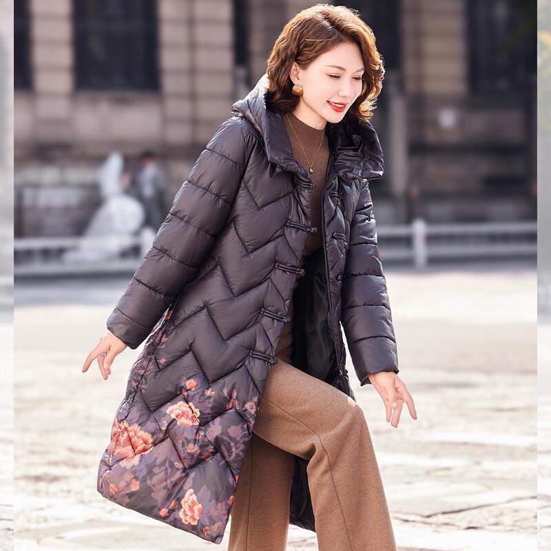 

BAOLIANDUO Женское зимнее пальто средней длины с капюшоном в китайском стиле 5XL