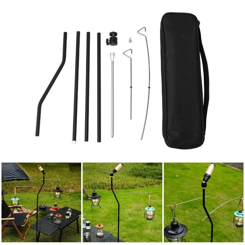Regulable Height Camping Lamp Poles Light weight Outdoor Hanging Lamp Stand for Hiking Fishing Backpacking