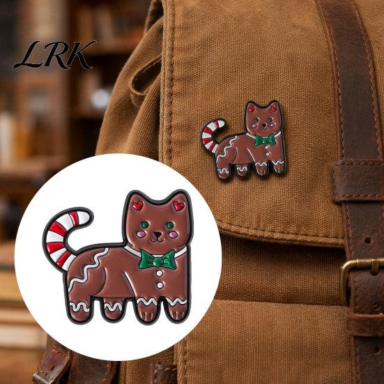 Soft Painting Enamel Pin Brooch Pin, Gingerbread Man Design Lapel Glaze Bright Color Stable Clamping Badge with Standard Safety Christmas Colors