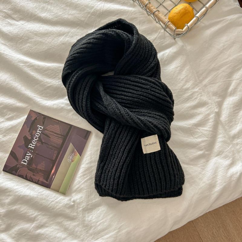 Solid color new scarf women's autumn and winter simple versatile scarf student couple knitted wool warm scarf