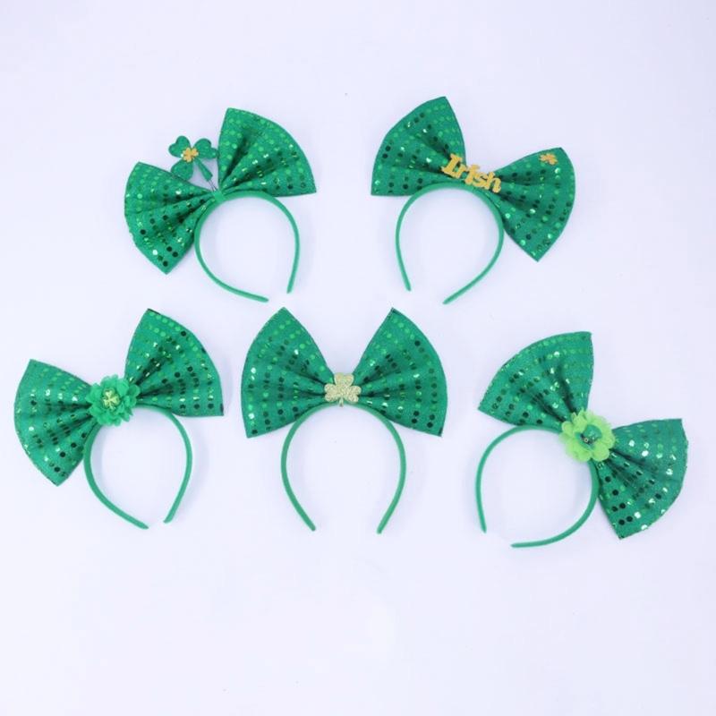 Irish Leprechaun Bowknot Hair Hoop Fashion Statement Karaoke Party Leprechaun for Irish Day Stage Photo Props