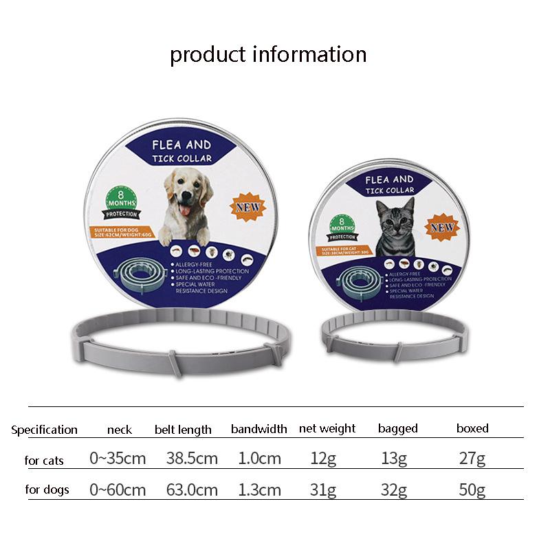 Pet Deworming Flea Collar Retractable Necklace Anti Flea And Tick Big Dog Puppy Cat Prevention Mosquitoes Pets Repellent Collar