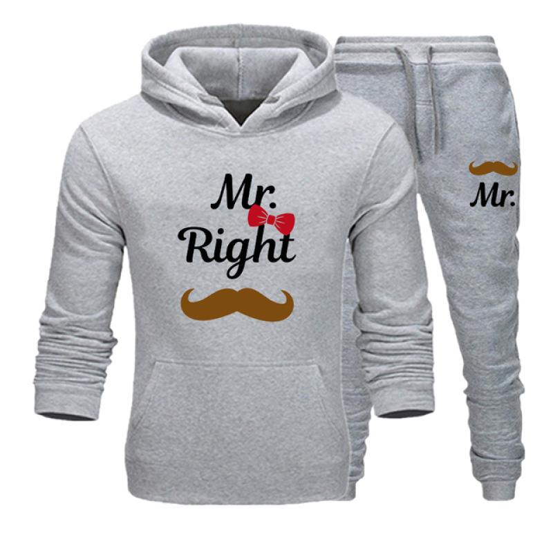 

Спортивний костюм для пари Mr Mrs Print Lovers Толстовка з капюшоном і штани 2 шт. Повсякденний світшот Harajuku Чоловіки Жінки Одяг Костюми S