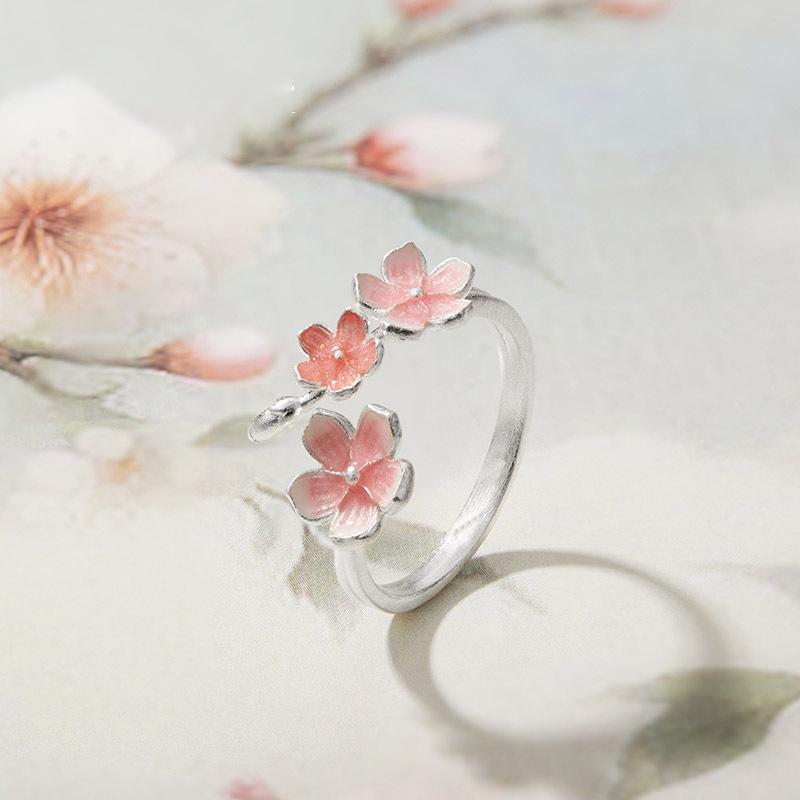 Adjustable Rings Elegant Minimalist Rings Gradient Flower Ring Opening Rings Women Jewelry