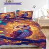 Owl Pattern Bedding Quilt Set Quilt Cover Pillowcase Home Decoration Birthday Gift (1 * duvet cover + 2 * pillowcase, without core)