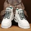 Men's High-top Boots Fashion Casual Leather Men's Sneakers Lace Up Ankle Boot Motorcycle Platform  Hombre Shoes