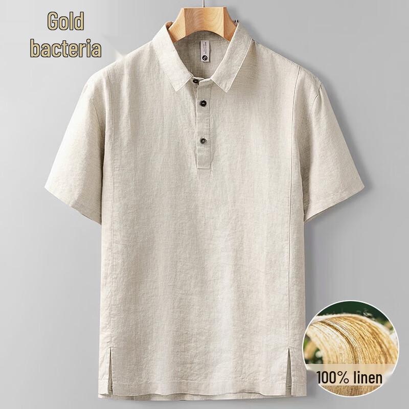 

Men s Luxury 100% Linen Short Sleeve Polo Shirt 3XL