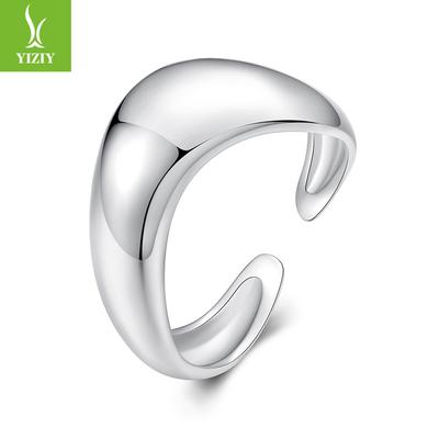 Design Wavy Smooth Open Ring, Exaggerated And Unique Personality Light Luxury Copper Jewelry