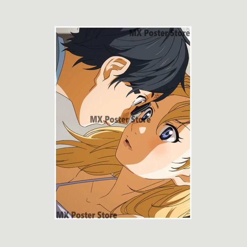 Japanische Anime Your Lie In April Poster weiß beschichtetes Papier Wandaufkleber Home Decor Wandbild Wohnzimmer Bar Dekoration Malerei