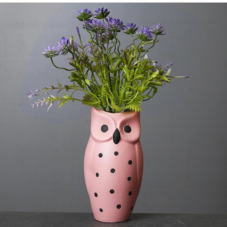 Vaso Gufo Creativo Vaso Idroponico in Ceramica Decorazione Fiori Secchi Composizione Floreale Decorazione per la Casa Ornamento Artistico da Tavolo