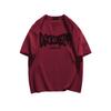 Burgundy Heavy Quality Cotton Short-Sleeved T-Shirt Men'S Summer New American Casual High Street T-Shirt Loose