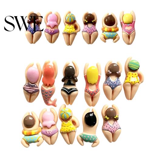 Fridge Door Magnet 6/11Pcs 3D Swimming Figure Refrigerator Magnet, Cartoon Bikini Women Metal Surface Decorative Home Kitchen Office Whiteboard Locker