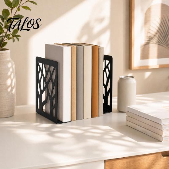 Tree Of Life Bookend 1 Pair of Decorative Bookends for Shelves, Heavy Duty Bookshelf L-shaped Organizer, Hollow Book Holder Stoppers Desk, Office