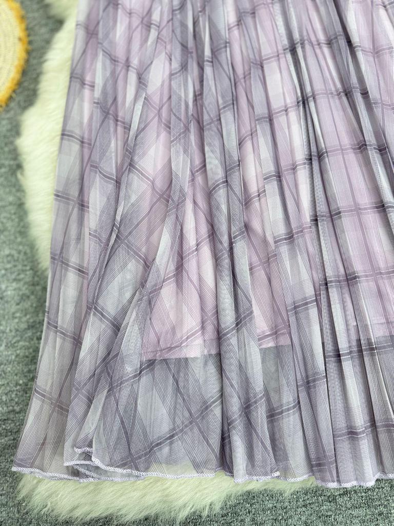 Women's European Plaid A-line Midi Skirt, Perfect for Commuting and Holidays