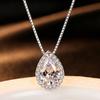 European and American Fashion Water Drop Pear Shaped Diamond Pendant with Crystal Zircon Water Drop Shaped Necklace Pendant for Wedding