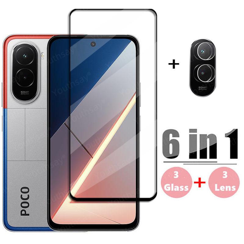 6in1 Glass For Poco M7 Full Cover Tempered Glass Xiaomi Poco M7 Screen Protector HD Protective Phone Lens Film Poco M7 4G