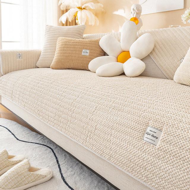 

Простой чехол для дивана L-образной формы, бархатный нескользящий плюшевый кожаный чехол для дивана, кресла, полотенца, плотная защита для мебели Cushion cover30x50cm кремовый