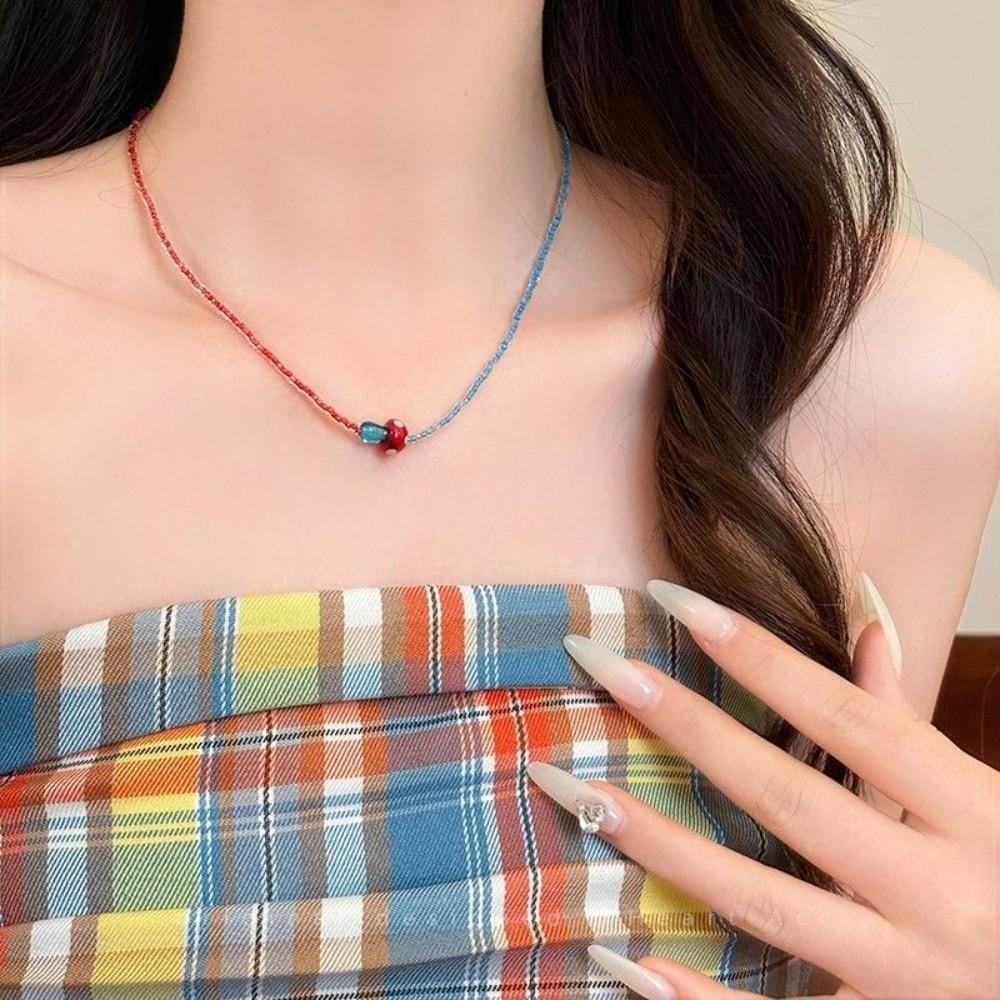 Glass Beads Mushroom Beads Choker Cartoon Design Y2K Aesthetic Accessories  Summer Season