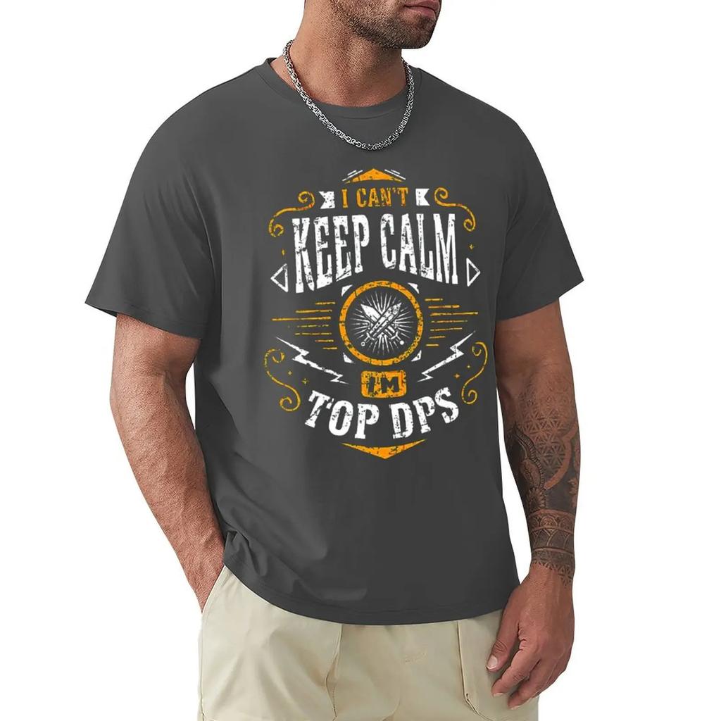 Men Clothing World Of Warcraft Role-playing Game T-Shirt WoW I Can't Keep Calm I'm DPS Fashion Short Sleeve T Shirt Tee
