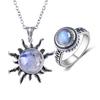 New Fashion 9MM Round Natural Moonstones Rings Women's CopperJewelry Ring  High Quality Gifts Vintage Fine Jewelry