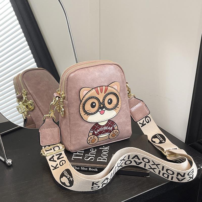 2025 Hello Kitty Women's Cute Cartoon Bear Multi-Layer Crossbody Phone Bag