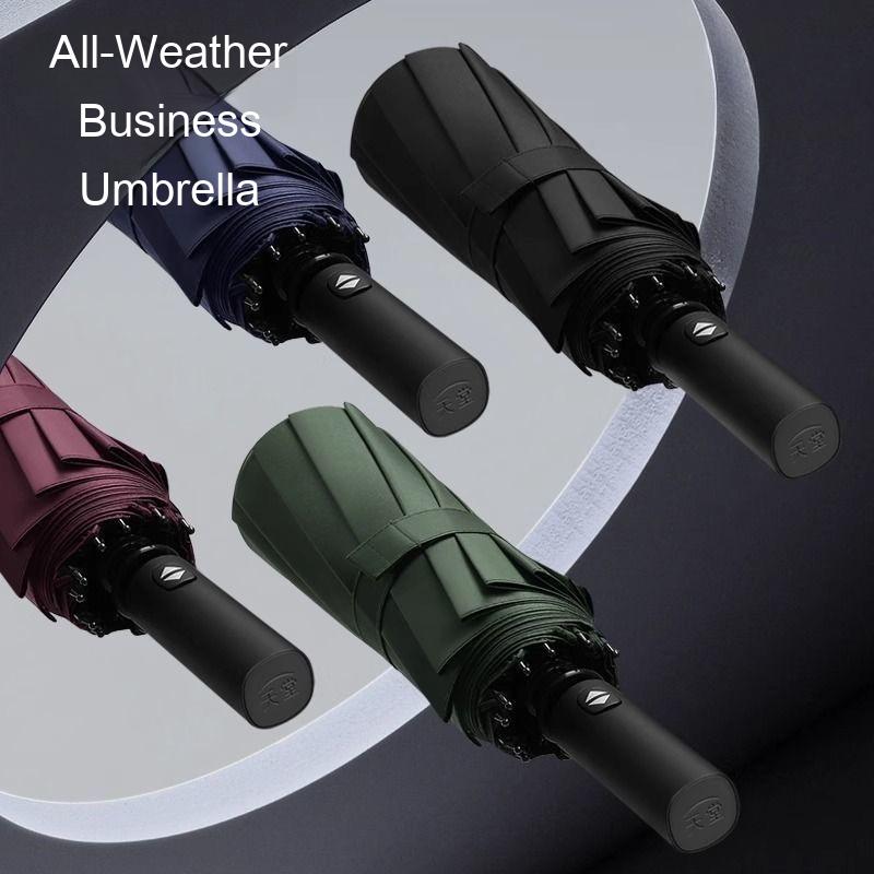 Fully Automatic 12 Bone Umbrella Enlarged Thickened and Reinforced Windproof Rainproof Portable Car-mounted Tri-fold Umbrella