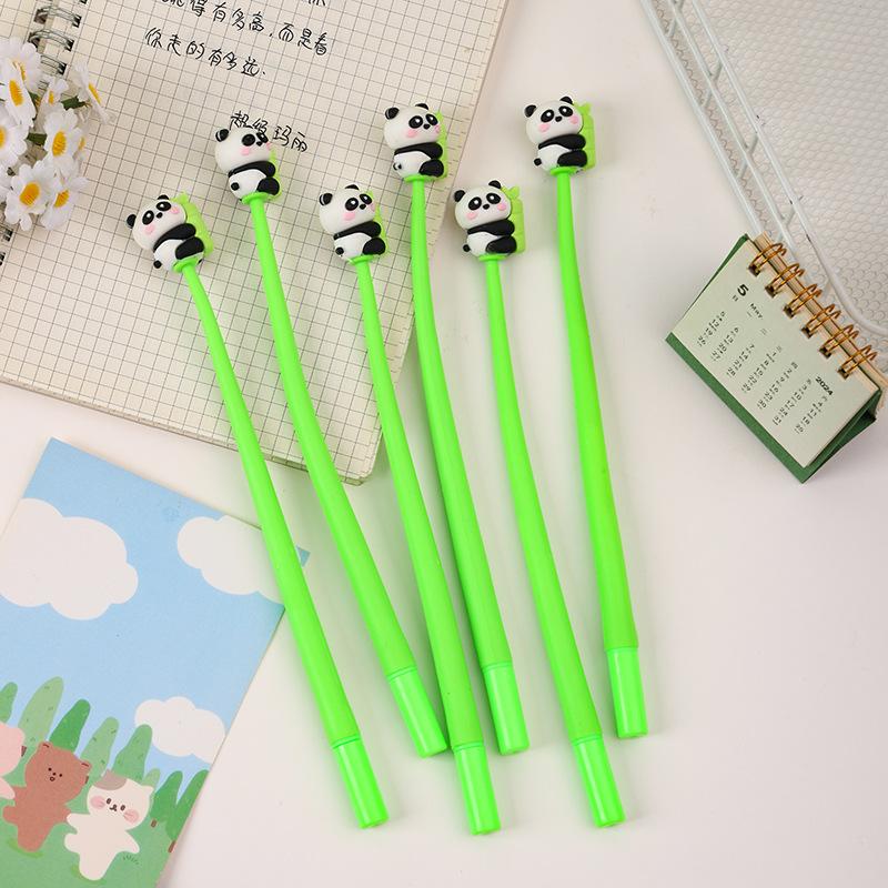 48 Pièces Panda Kawaii Forme Dessin Animé Stylo Gel Liquide Droit Séchage Rapide Papeterie Fournitures Scolaires et de Bureau Prix Cadeau Outils d'Écriture Cadeau de Fête Non