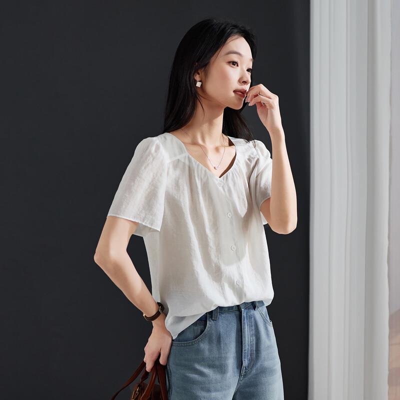 SOFSIL Women s V-Neck Short Sleeve Blouse L