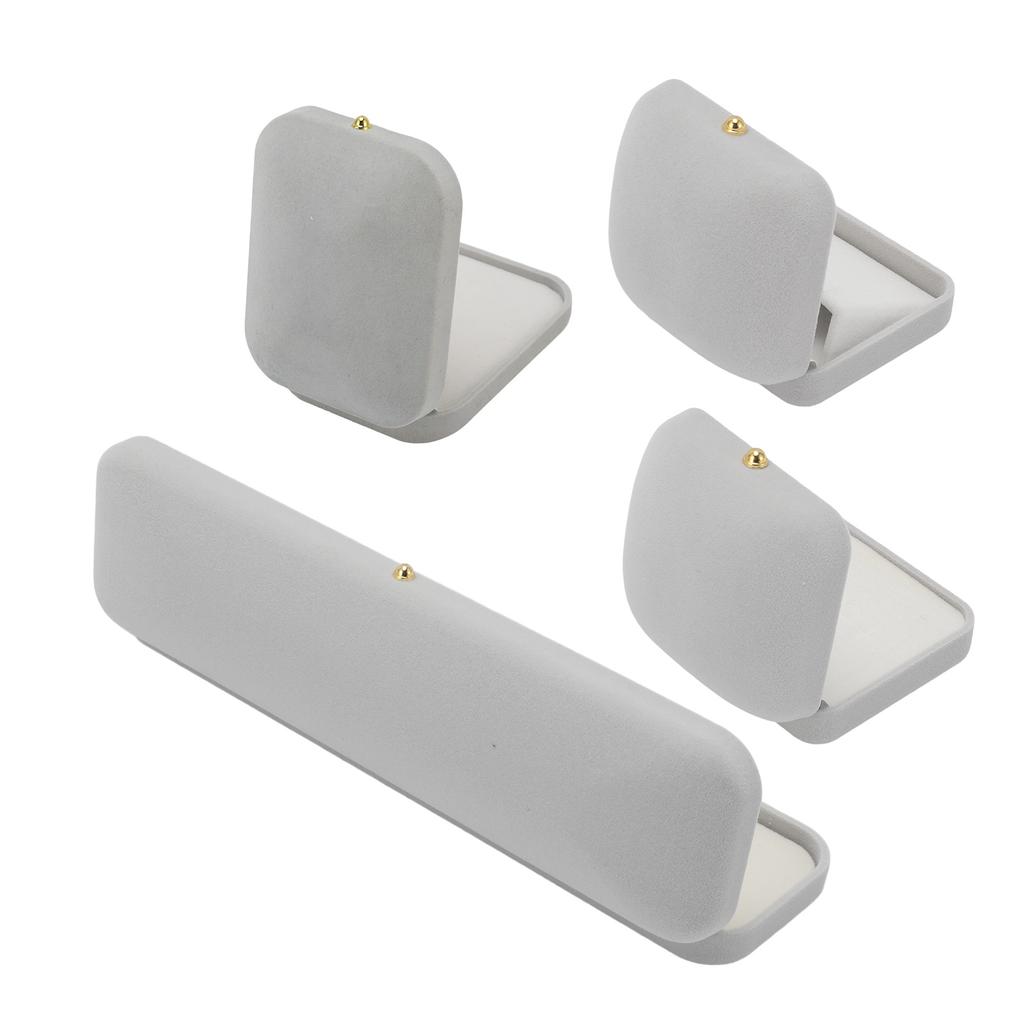 Jewelry Gift Box Cushioning Soft Lining Exquisite Lightweight Portable Small Jewelry Case Light Gray