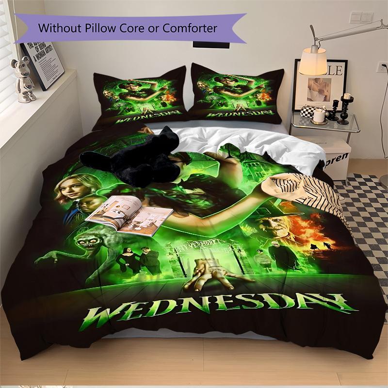 3pcs WEDNESDAY Addams Duvet Cover Set, 1 Duvet Cover + 2 Pillowcases (No Insert), High-Definition Print, Home & Dorm Set Yy251208061