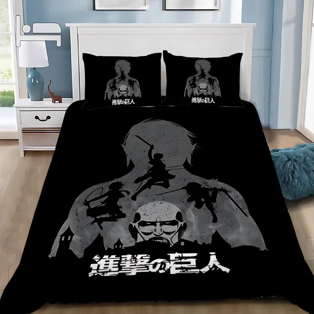 Cartoon Anime Attack On Titan Duvet Cover Pillowcase Bedding Set Adult Boy Girl Bedroom Decoration Children Single Double Size