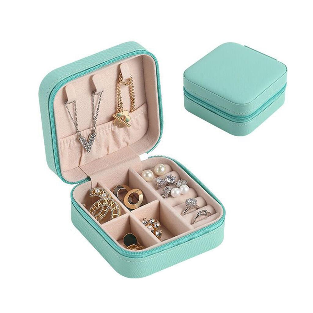 Jewelry Storage Box Gift Packaging Earring Necklace Ring Organize Accessories for Home Office Blue
