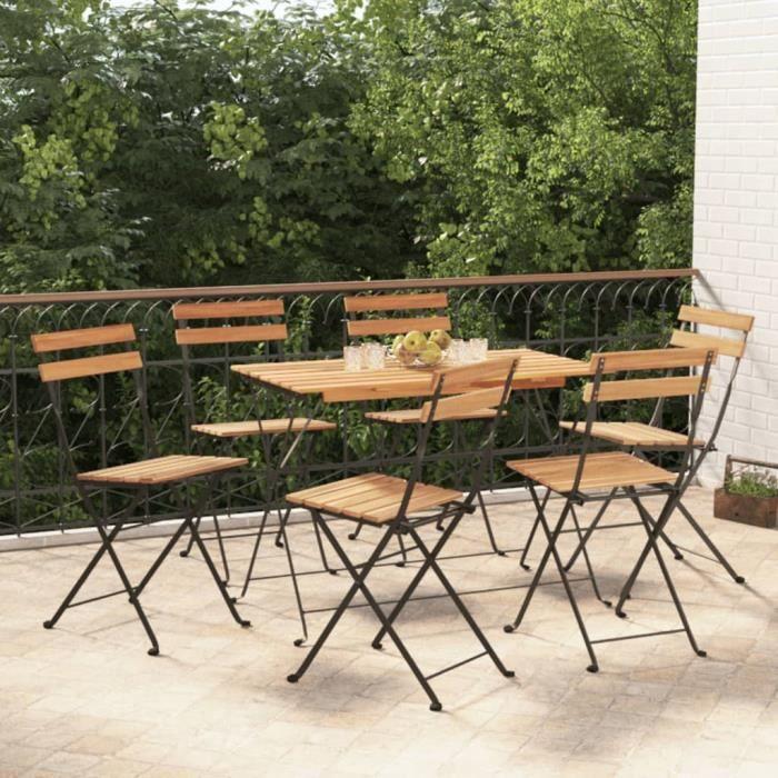 VidaXL Ensemble de bistro pliable 7 pcs bois d'acacia solide et acier 3152099