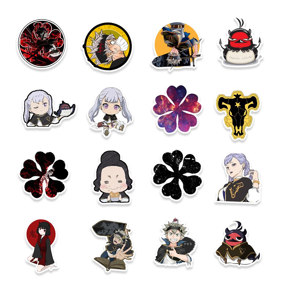 50 Japanese Comic Black Five-leaf Clover Graffiti Stickers Helmet Mobile Phone Computer Refrigerator Decoration Stickers