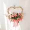 New Heart-Shaped Carnation Wreath Suitable for Valentine's & Mother's Day - Plastic Door/Wall Hanging Decor with Carnations