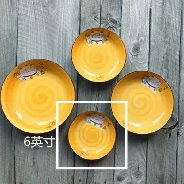Farfurie Ceramică Rotundă Pisică Norocoasă Desen Animat Mărimi Multiple Creativă Japoneză Multicoloră Bucătărie Casă Handmade Desen Animat Farfurie pentru Cină