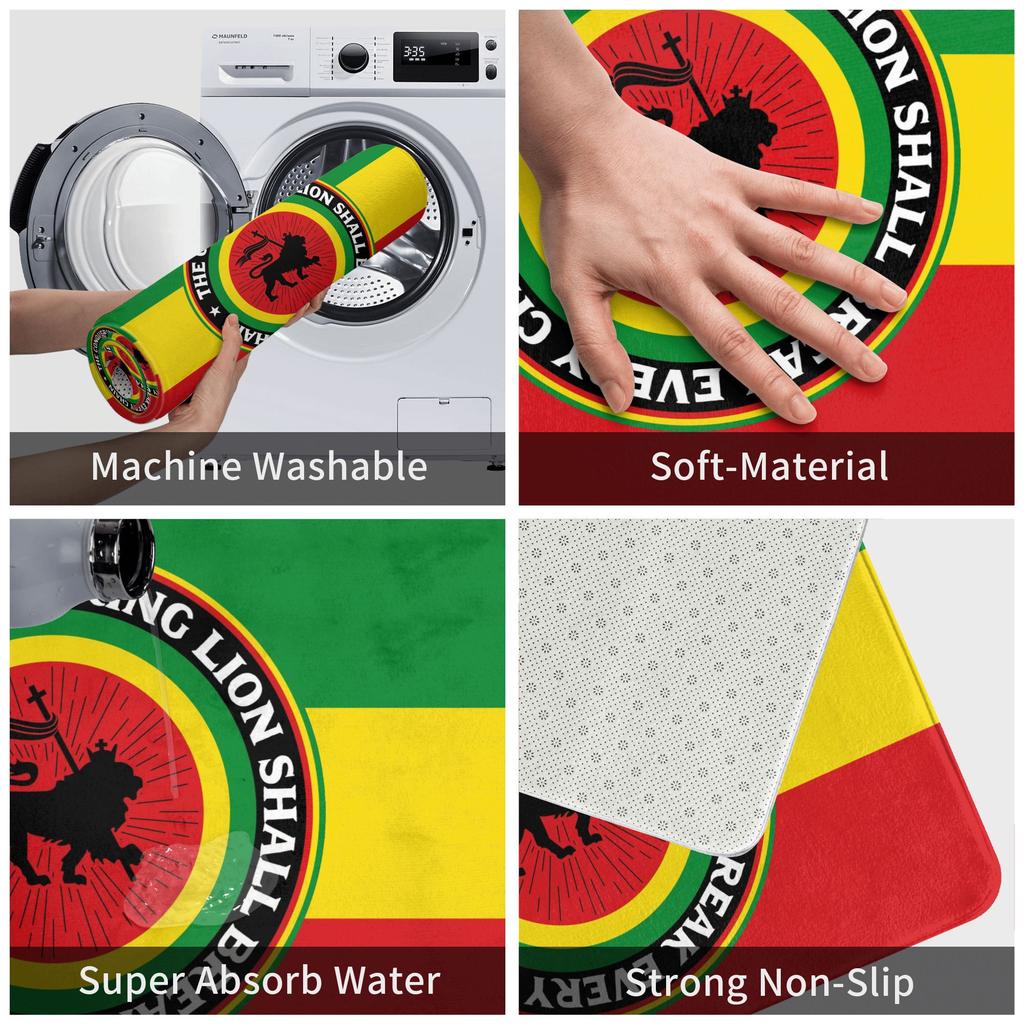 Rasta Löwe Jamaika Flagge Vorderer Boden Eingangsbereich Fußmatte Innen Jamaikanischer Reggae Bad Küche Fußmatte Toilette Teppich Teppich