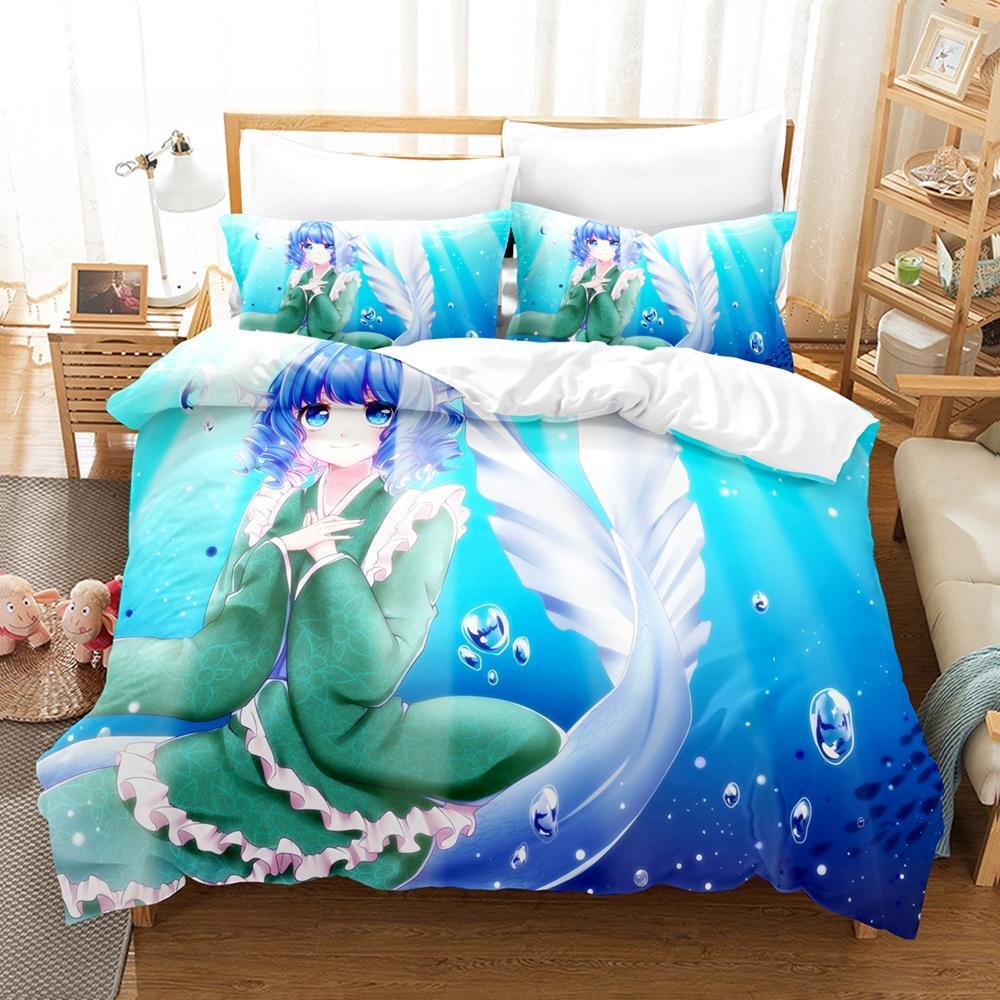 

3D Print Anime Wakasagihime (Touhou) Bedding Set Single Twin Full Queen King Size Bed Set Aldult Kid Bedroom Duvet Cover Sets EU single(135x200cm)
