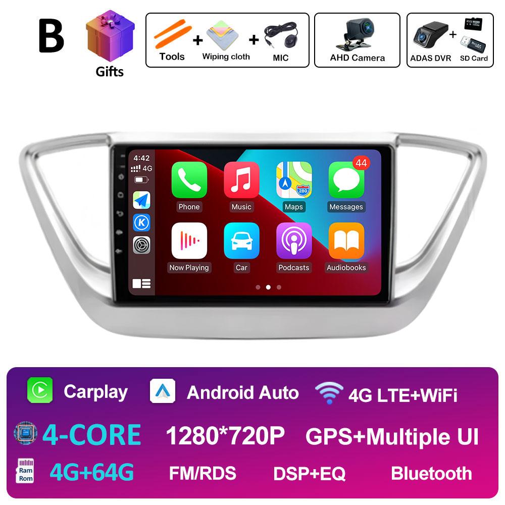 For Hyundai Solaris 2 Verna Accent 2017 2018 2019 2020 DSP Stereo Autoradio 9 inch Wireless Carplay Cooling fan WIFI Accessories